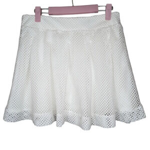 Banana Republic White Mesh Lace Pleated Fit & Flare Skirt Women 6P Tennis Prep